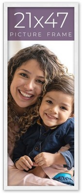 21x47 Frame White Real Wood Picture Frame Width 0.75 inches | Interior Frame Dep
