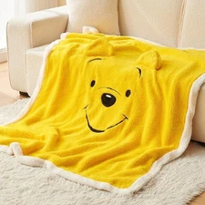 Yellow Bear Sherpa Fleece Blanket 40x50 Kids Throw Plush Soft Cartoon Cozy