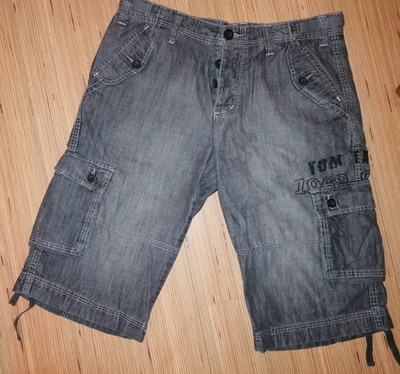 Tom Tailor Herren Cargo Hose Bermuda Baumwolle grau-anthrazit cool Gr. 33