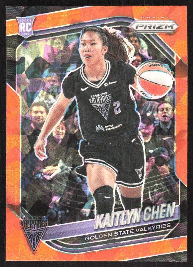 10677K 2025 Panini Prizm WNBA #100 Kaitlyn Chen Ice Orange Prizms
