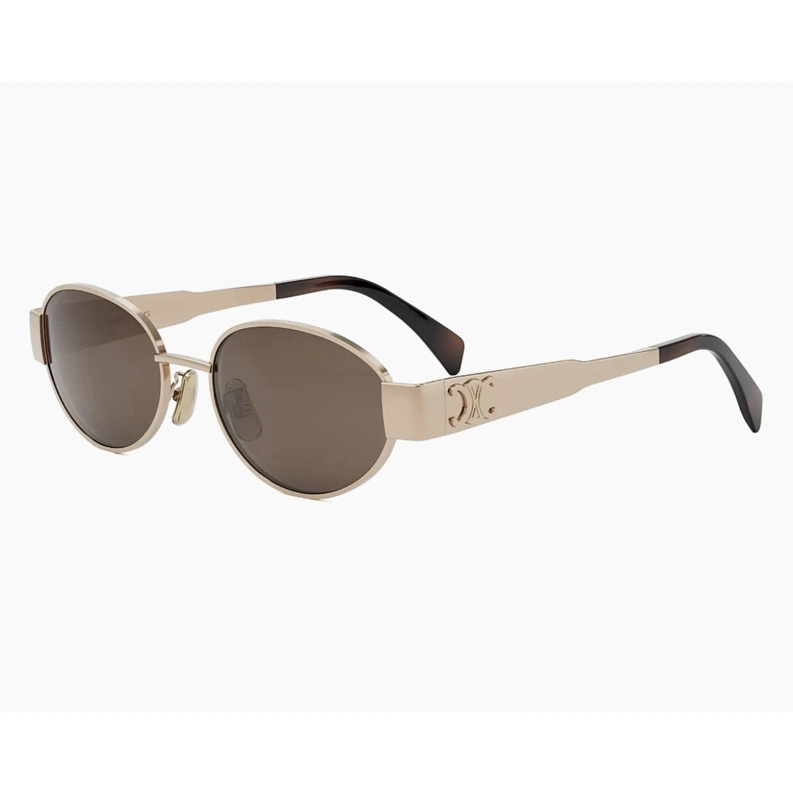 Celine — Celine CL40235U 28E Triomphe Metal Oval Sunglasses Rose Gold Brown AUTHENTIC