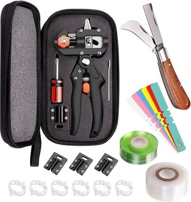 Plant Grafting Tool Set Pruner w/ SK5 Blades Knife Tape Clips Labels