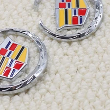2PC For Escalade CTS SRX XLR ATX Fender Side Badge Emblem Car Decoration Chrome