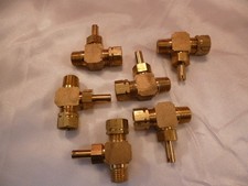6 PCS. PARKER 3/8" COMPRESSION X 1/4" MNPT BRASS NEEDLE VALVE SHUT-OFF