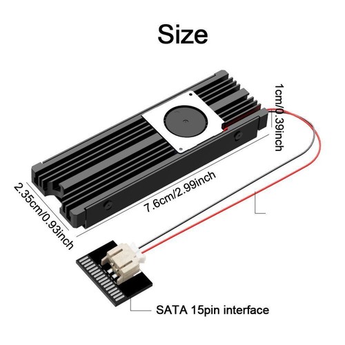 Aluminum Alloy SSD Heatink Cooler SATA 15PIN Interface M.2 2230/2242/2260/2280 a - Zdjęcie 2 z 8