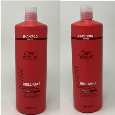 Wella INVIGO Brilliance Shampoo, Conditioner Liter Duo Coarse Hair 33.8 oz