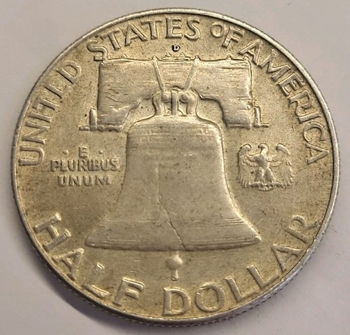Estados Unidos 1963 D Plata 50 Centavos Benjamin Franklin Medio Dólar Americano Ag 50c - Imagen 3 de 4