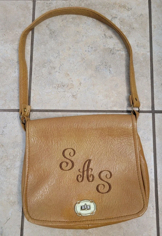 Bolso de Hombro de Cuero Fay Swafford Originals con Monograma "SAS" De Colección Foto 2 de 4