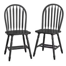 Buylateral Set of 2 Carolina Windsor Dining Chairs Black: Solid