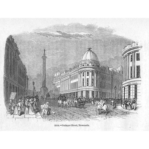 NEWCASTLE ON TYNE Grainger Street - Antique Print 1845
