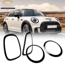 Gloss Black Headlight Trim + Tail Light Ring For Mini Cooper S F55 F56 F57 14-23