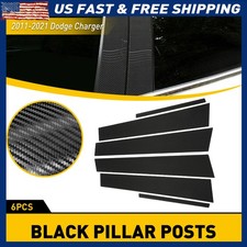 6pc Fiber Carbon Car Door Pillar Trim Posts For 2011-2021 Cover Dodge Charger