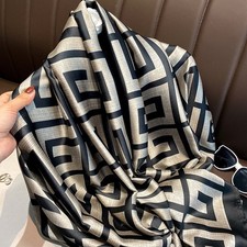 Women Silk Feel Scarf Fashion Print Large Shawl Wrap Headband Summer Bandana
