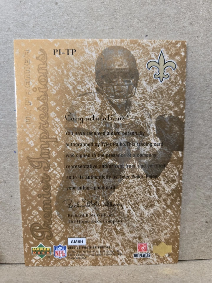 2007 UD Premier Impressions Bronze /75 Tyler Palko #PI-TP Rookie Auto RC Saints - Image 2 of 2