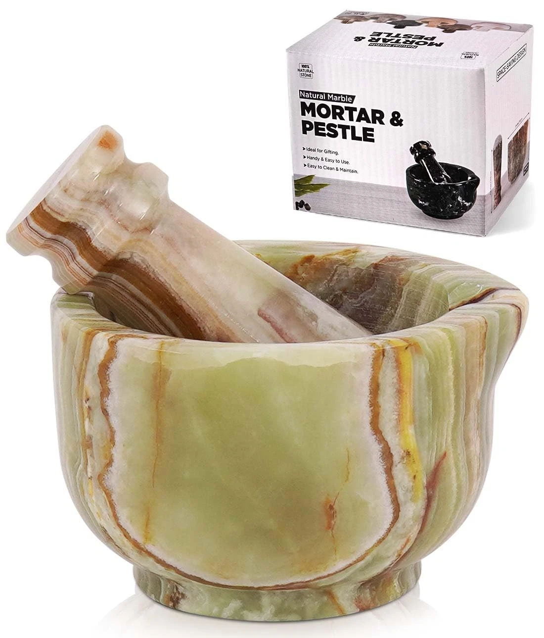 Marble Mortar and Pestle Set Green 3 Inch Handmade Christmas Gifts, Small Spi...
Opens in a new wind