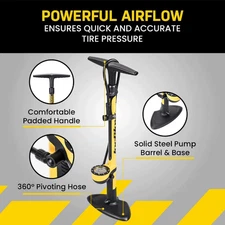 New JoeBlow Sport III Bike Floor Pump – 160 PSI, TwinHead DX5, Ergonomic