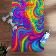 Hippie Tie-Dye Rubber Yoga Mat - Colorful Exercise Mat, Fitness, Meditation