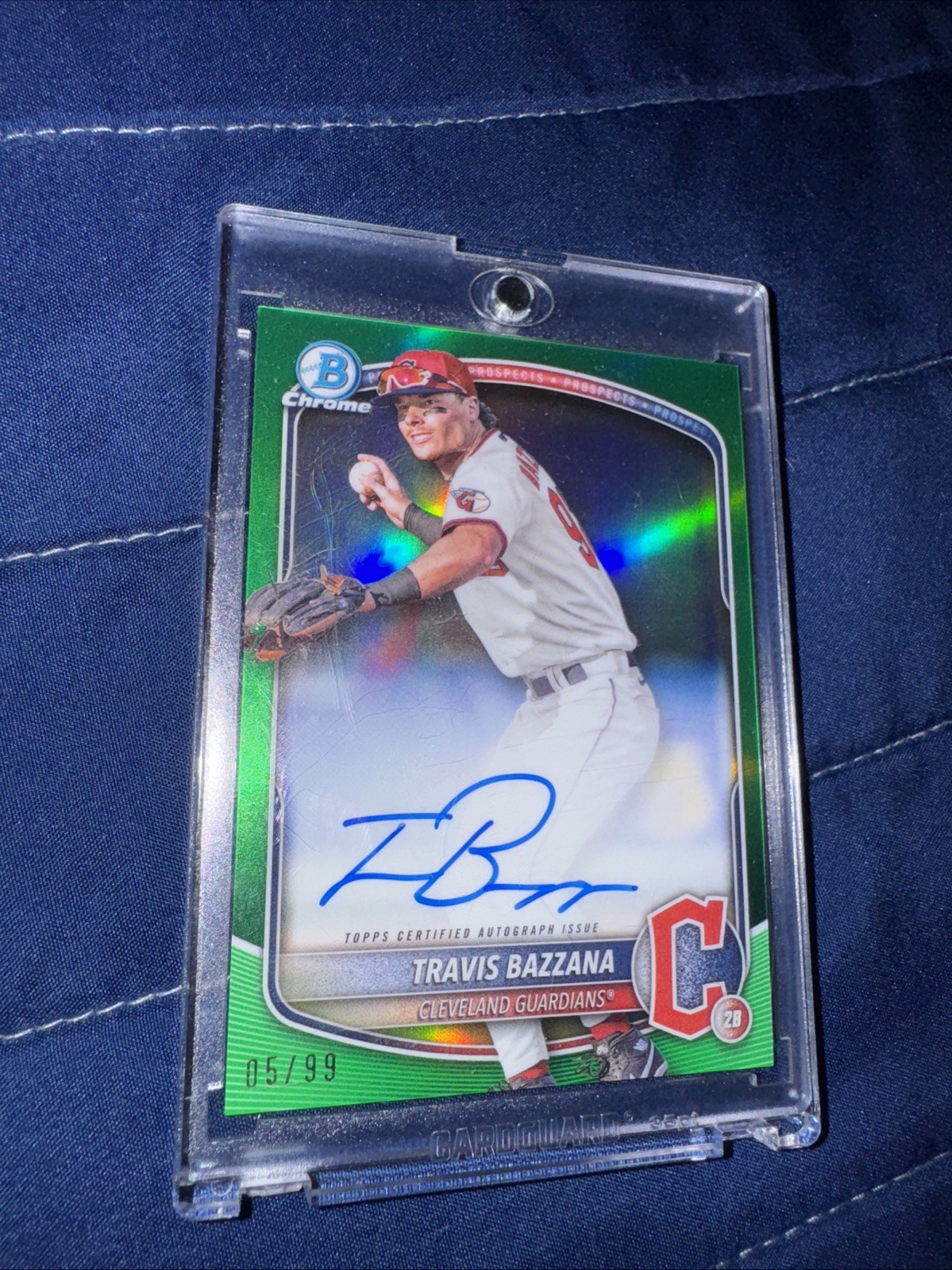 TRAVIS BAZZANA 2025 BOWMAN CHROME TRUE GREEN REFRACTOR AUTO /99 CPA-TB