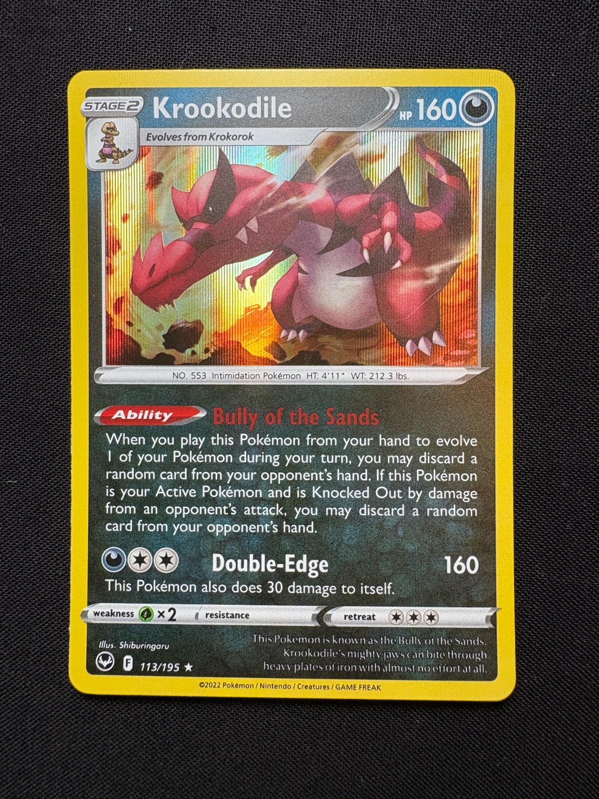 Krookodile 113/195 Holo Rare LP - Pokemon TCG Sword&Shield Silver Tempest SIT