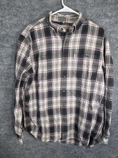Carhartt Shirt Mens Large Gray Plaid Button Down Relaxed Fit Long Sleeve Fall