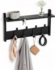 Coat Rack Wall Mount with Shelf, Solid Wood Entryway Organizer Medium