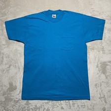 Vintage 90s BVD Selvedge Pocket T Shirt XL Blank Aqua Single Stitch Made In USA