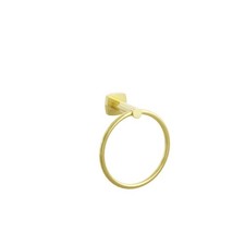 Emtek 2282FQUS3NL Towel Ring 6-3/4", Soft Square Rosette, Unlacquered Brass