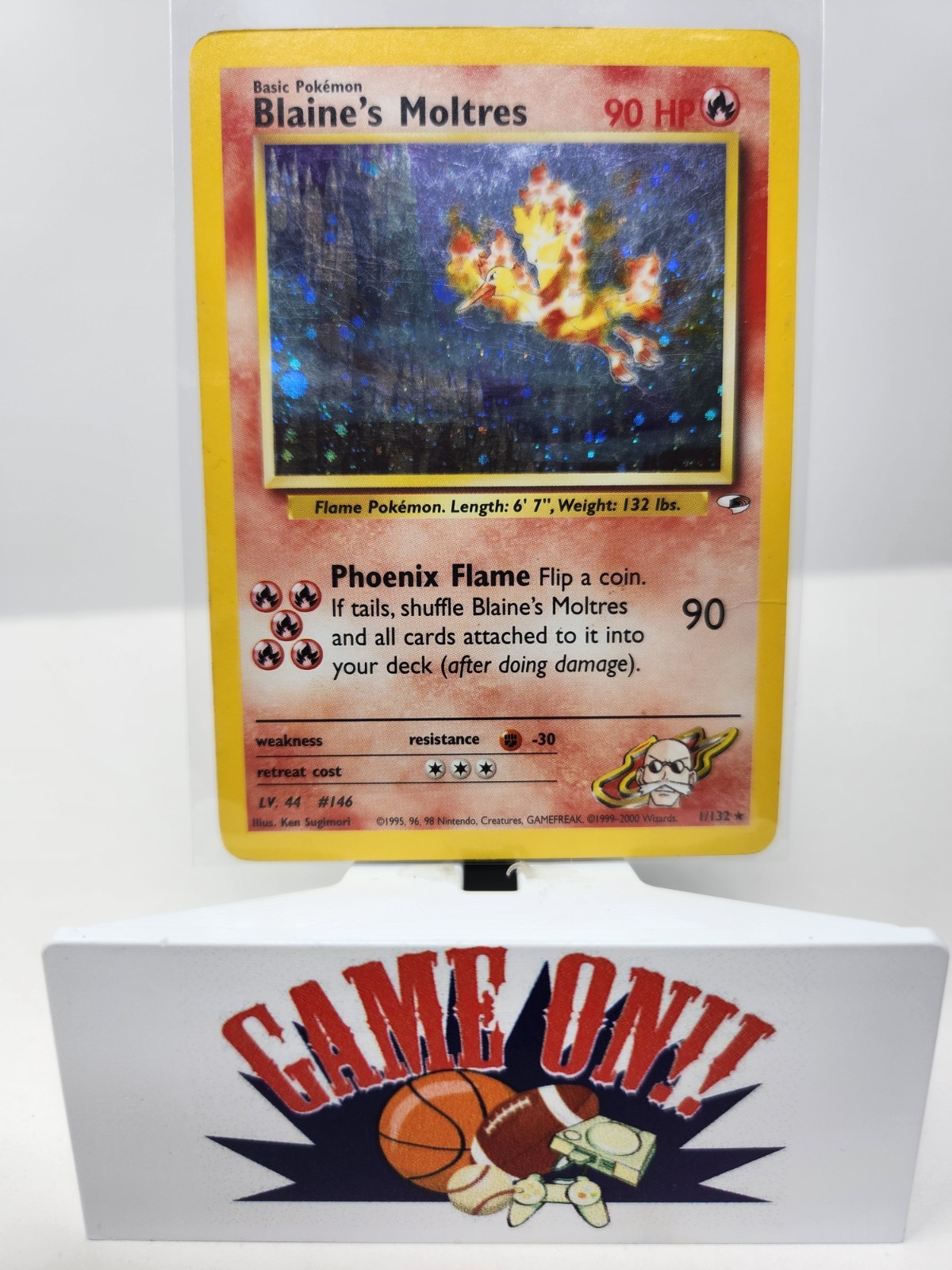 Pokemon Blaine's Moltres 1/132 Gym Heroes Holo Rare HP sc