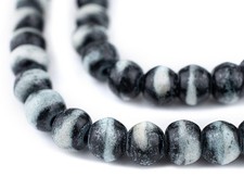 Black Rustic Bone Mala Beads 10mm Nepal Round Large Hole 34 Inch Strand