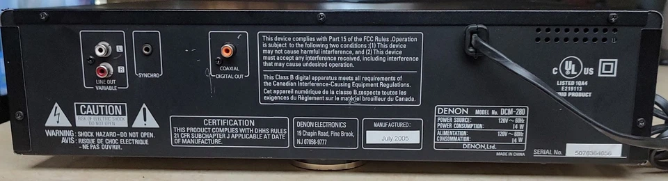Denon DCM-280 Automatic 5CD Changer MP3 - Image 3 of 4