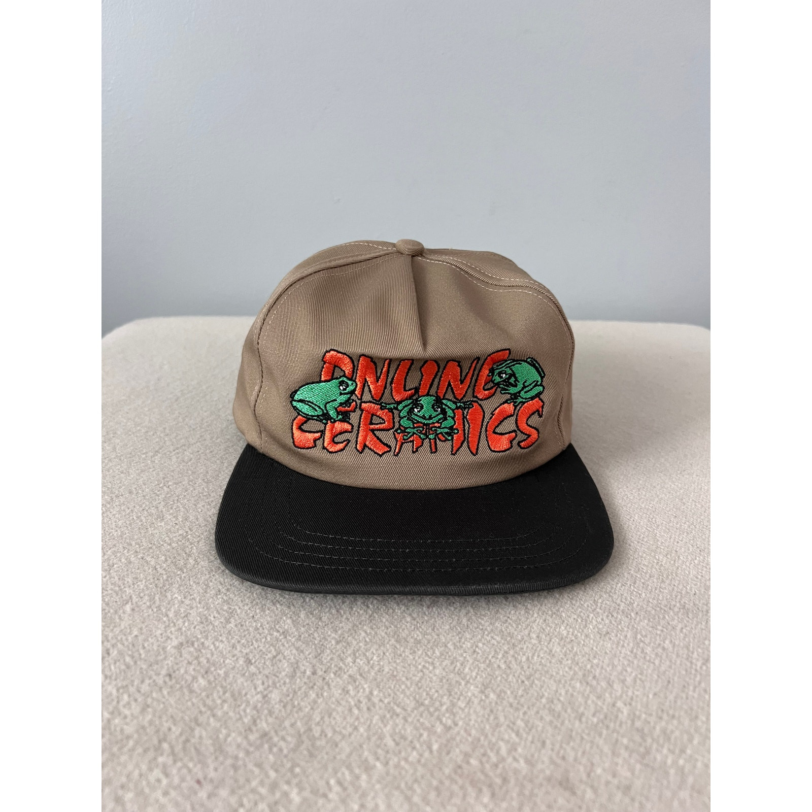 Online Ceramics Brown Frog Friends Embroidered Logo Hat  -image