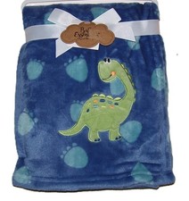 Baby Essentials Very Soft Blue Green Dinosaur Baby Blanket