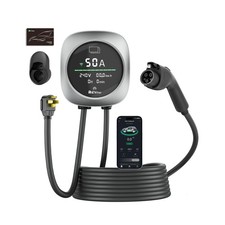 Level 2 EV Charger 50 Amps Smart Motion Sensor Screen Electric Car Charger fo...