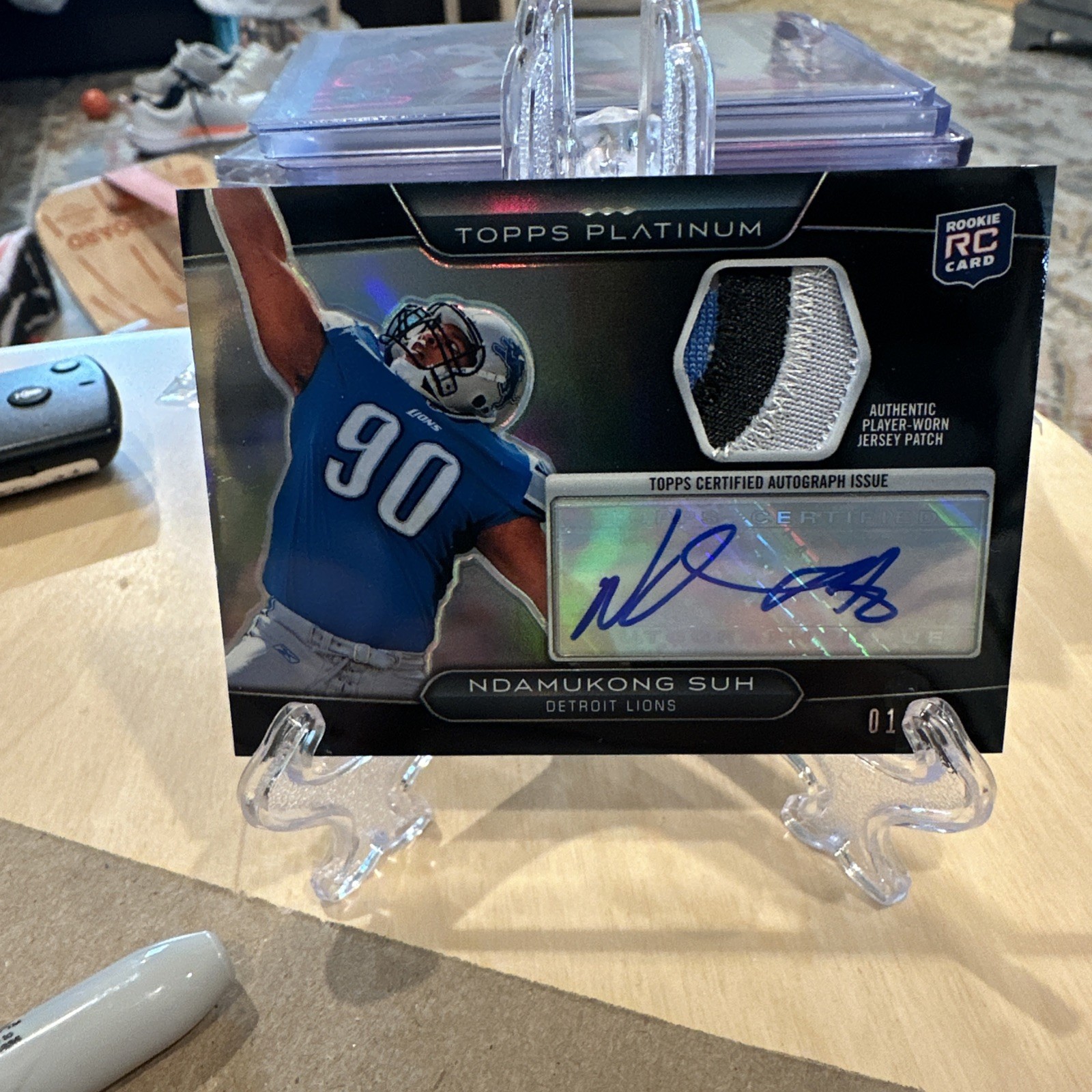Ndamukong Suh Topps Platinum Patch Autograph #ARPNS Black Refractor