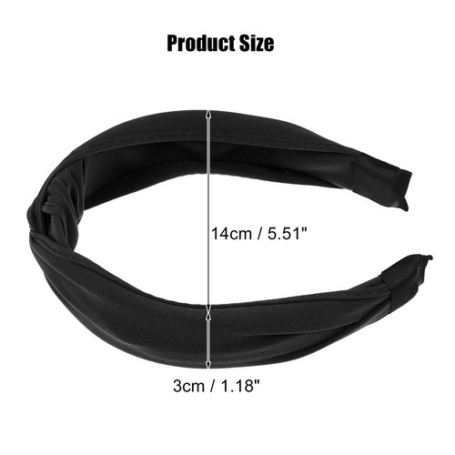 1Pcs Satin Knotted Headband Knot Cross Hairband for Women Black 1.2" Wide - Picture 4 of 7