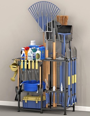 Lovind Garden Tool Organizer Metal Yard Tool Organizer Holds 70 Long Handled