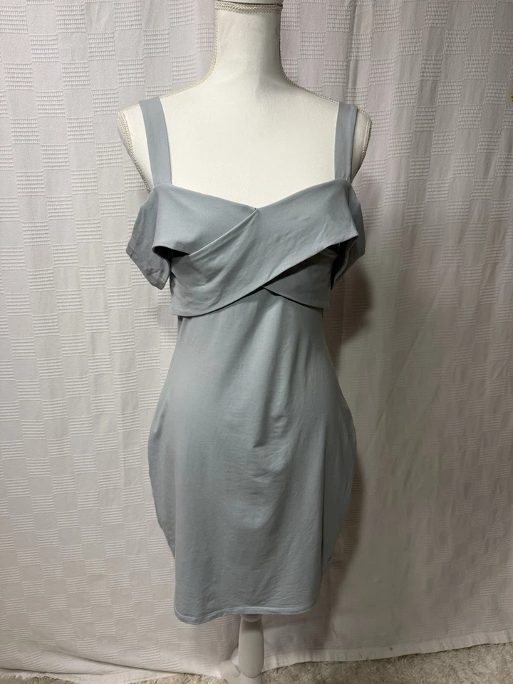 Vestido Superdown Revolve para mujer talla M azul Evie hombro frío ceñido al cuerpo mini vestido Foto 3 de 4