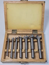  7 Piece Forstner Bit Set Woodworking Tools 1/4"-1" In Wooden Case