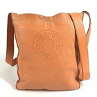 HERMES Punching logo Crude cell Pochette Shoulder Bag Leather Orange