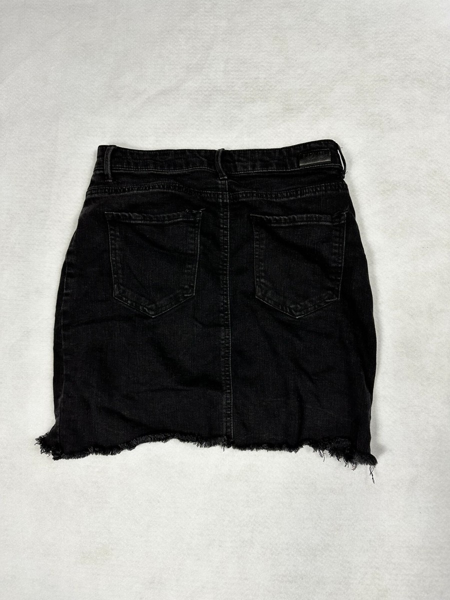 Black Denim Skirt Women Size L Black Label by C'est Toi