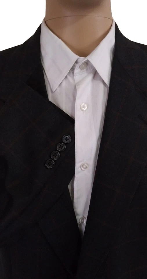 Blazer Abrigo Deportivo Aquascutum 2 Botones Gris Carbón Rojo Cuadros Lana Cachemira 46R Foto 4 de 4