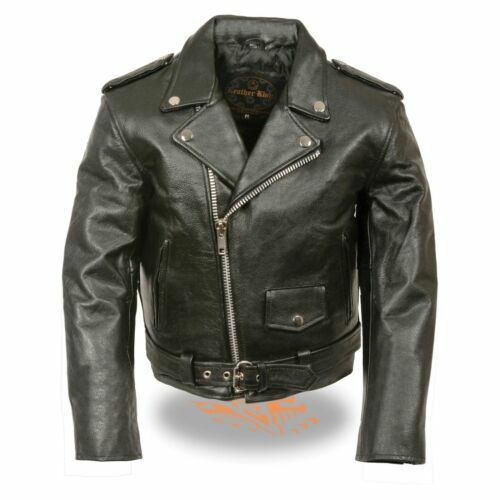 MICHAEL LAWRENCE OUTERWEAR BLACK LEATHER JACKET, Size Small Unisex 
