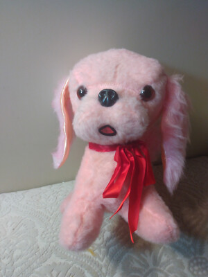 CUTEST VINTAGE PINK Floppy Ear PLUSH Stuffed DOG A/O EXTRA CLEAN HIGH QUALITY