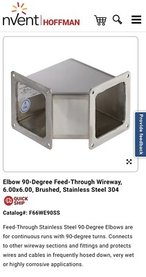 Hoffman F66WE90SS nVent Trough Elbow 6   4x, 90° Stainless Steel