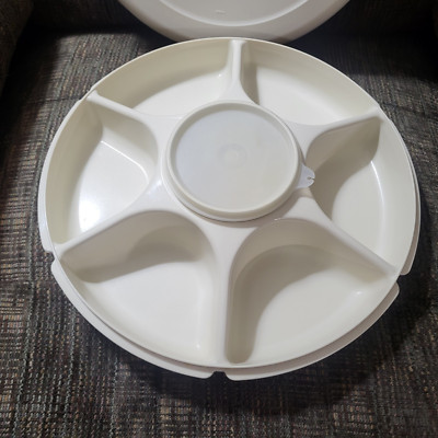 TUPPERWARE Serving Center 6-Part Divided Party Veggie Snack & Dip Tray ...
