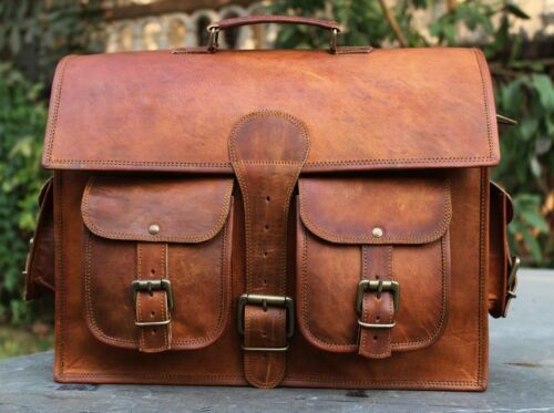Leather Vintage Messenger Shoulder Men Satchel S Laptop School Briefcase Bag