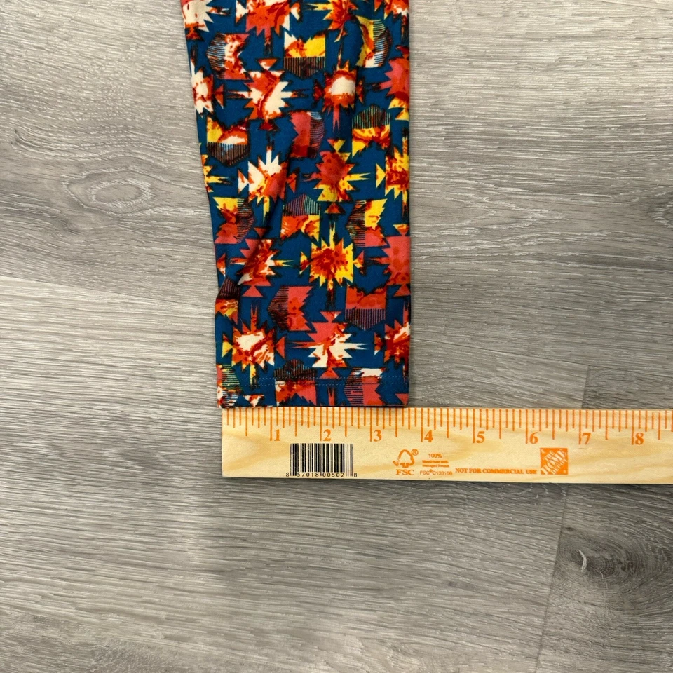 LulaRoe Leggings Mujer Talla Única Amarillo Geométrico Tirar de tiro alto Capri Informal Foto 4 de 4