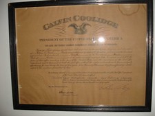 1924 CALVIN COOLIDGE SIGNED APPOINTMENT OF PALMETTO FLORIDA POSTMASTER