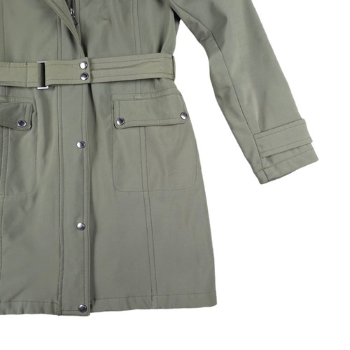Lands End Womens Jacket Coat Parka Trench Khaki Green Belted Size Medium Ladies - Picture 4 of 16