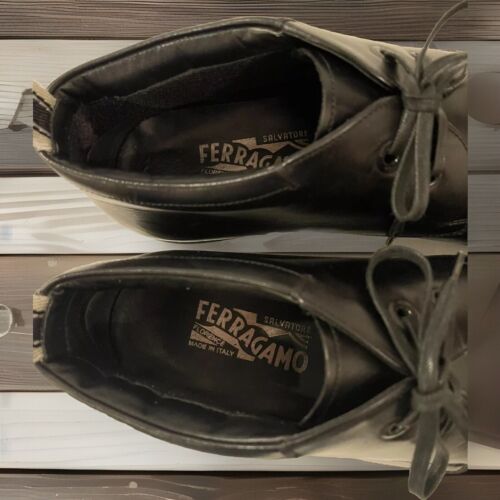 Salvatore Ferragamo Italien schwarz Kalbsleder Chukka Stiefel Herren Gr. 10 Komfortsohle - Bild 6 von 15